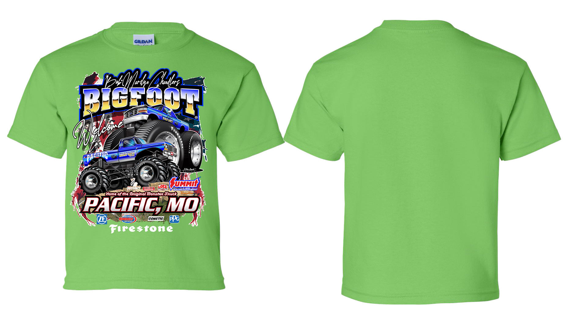 Pacific, MO T-Shirt (2022 Version) Lime Green Youth Med 10-12