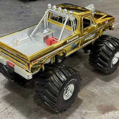 NOT A TOY - Gold Chrome 50th Anniv. 1:18 Greenlight Col. BIGFOOT #1 Die-Cast W/ Figurine