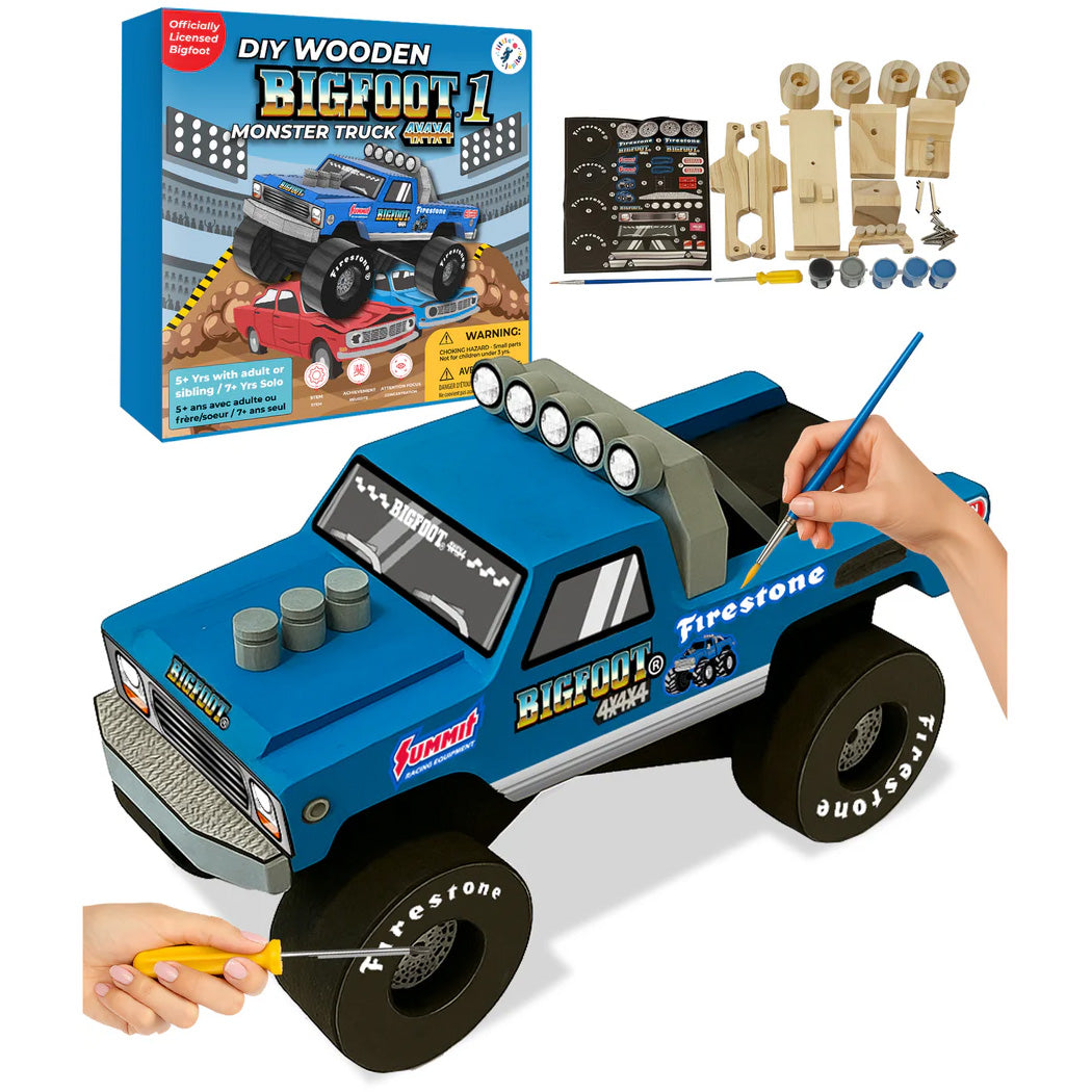 DIY BIGFOOT #1 Wooden Monster Truck Kit 7" w/Stickers & Paint