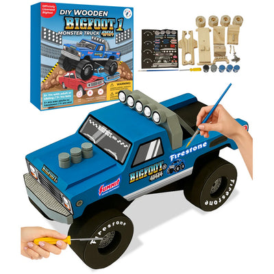 DIY BIGFOOT #1 Wooden Monster Truck Kit 7" w/Stickers & Paint