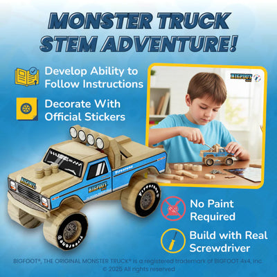 DIY BIGFOOT #1 Wooden Monster Truck Kit 5" w/Stickers