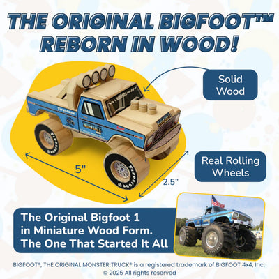 DIY BIGFOOT #1 Wooden Monster Truck Kit 5" w/Stickers
