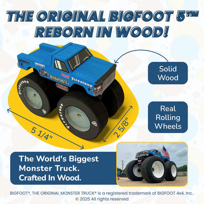 DIY BIGFOOT #5 Wooden Monster Truck Kit 7" w/Stickers & Paint