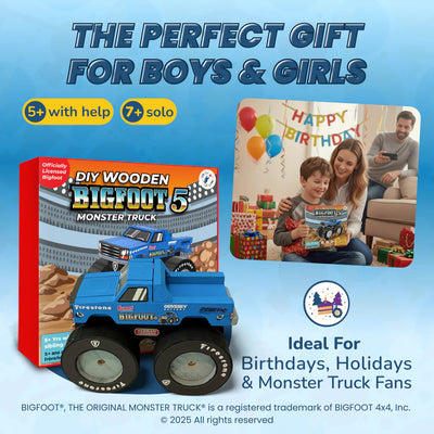 DIY BIGFOOT #5 Wooden Monster Truck Kit 7" w/Stickers & Paint