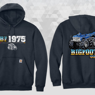 CARHARTT Navy Blue Distressed BIGFOOT Cartoon Hoodie