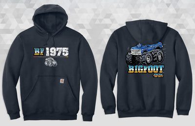 CARHARTT Navy Blue Distressed BIGFOOT Cartoon Hoodie