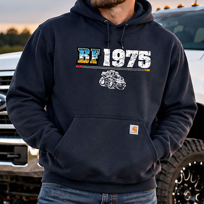 CARHARTT Navy Blue Distressed BIGFOOT Cartoon Hoodie
