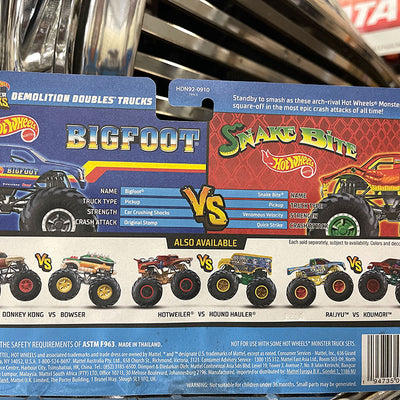 BIGFOOT vs. Red SNAKE BITE Hot Wheels 2-Pack
